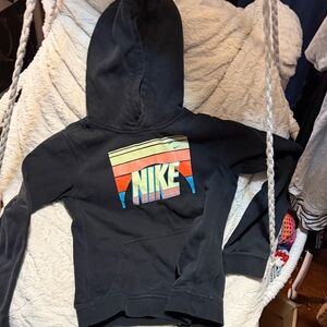Nike Kids Black Hoodie with Multicolor Logo